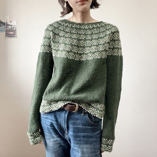 Vintage Jacquard Long-Sleeved Crew Neck Sweater elevenforest