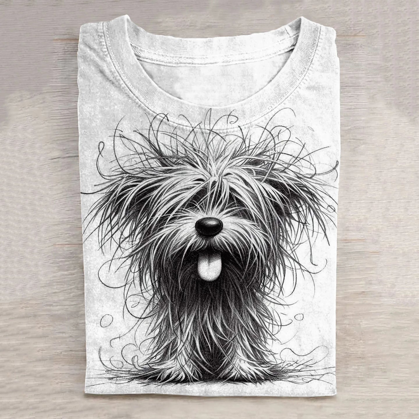 Comstylish Funny Cute Dog Art Print Casual Short Sleeve T-Shirt