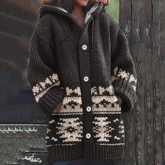 Vintage Tribal Ethnic Pattern Knitted Warm Sweater Cardigan elevenforest