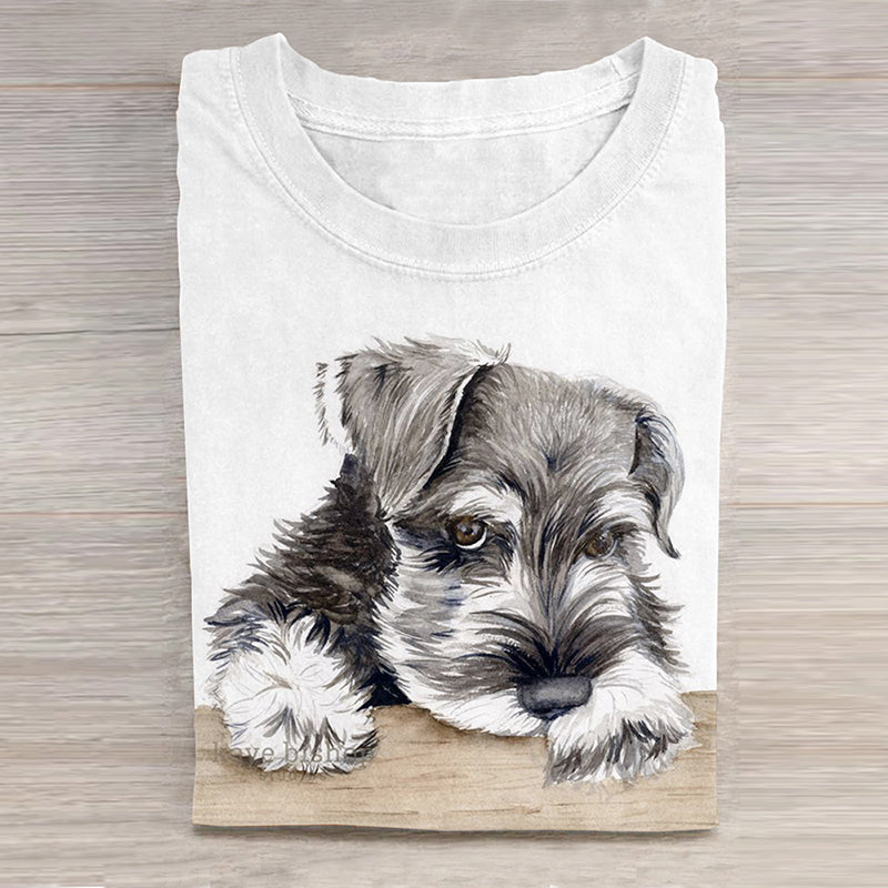 Comstylish Cute Dog Print Short Sleeved T-Shirt