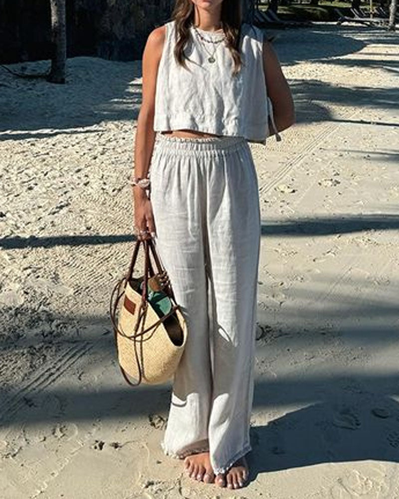 LP | Set due pezzi composto da gilet e pantaloni con allacciatura