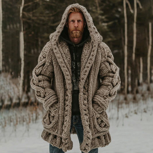 Men's Viking Button Cozy Midi Cardigan Sweater artswardrobe