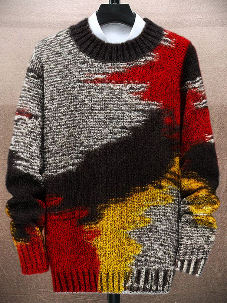 Vintage Color Blocking Men's Knit Sweater elevenforest
