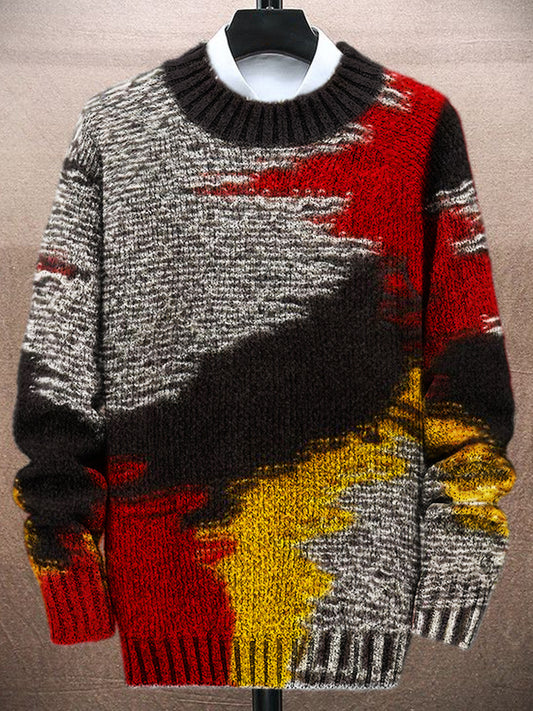 Vintage Color Blocking Men's Knit Sweater elevenforest