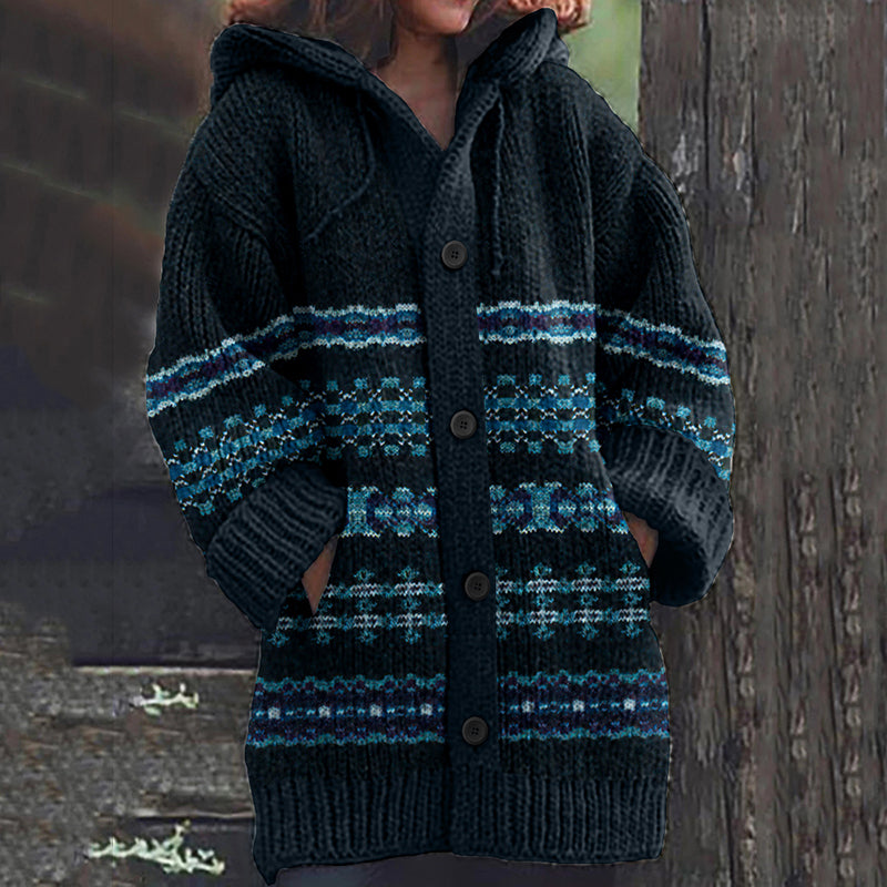 Vintage Tribal Ethnic Graphic Knitted Cozy Sweater Cardigan elevenforest