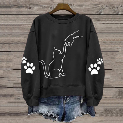 Women's Cute Cat Print Sweatshirt elevenforest