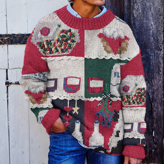 Vintage Country Farm Animal Pattern Knitted Warm Sweater elevenforest