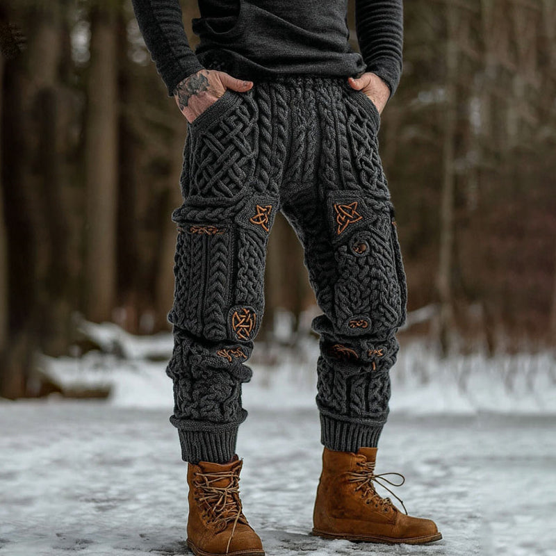 Men's Viking Tribal Celtic Pattern Art Cozy Knit Pants artswardrobe