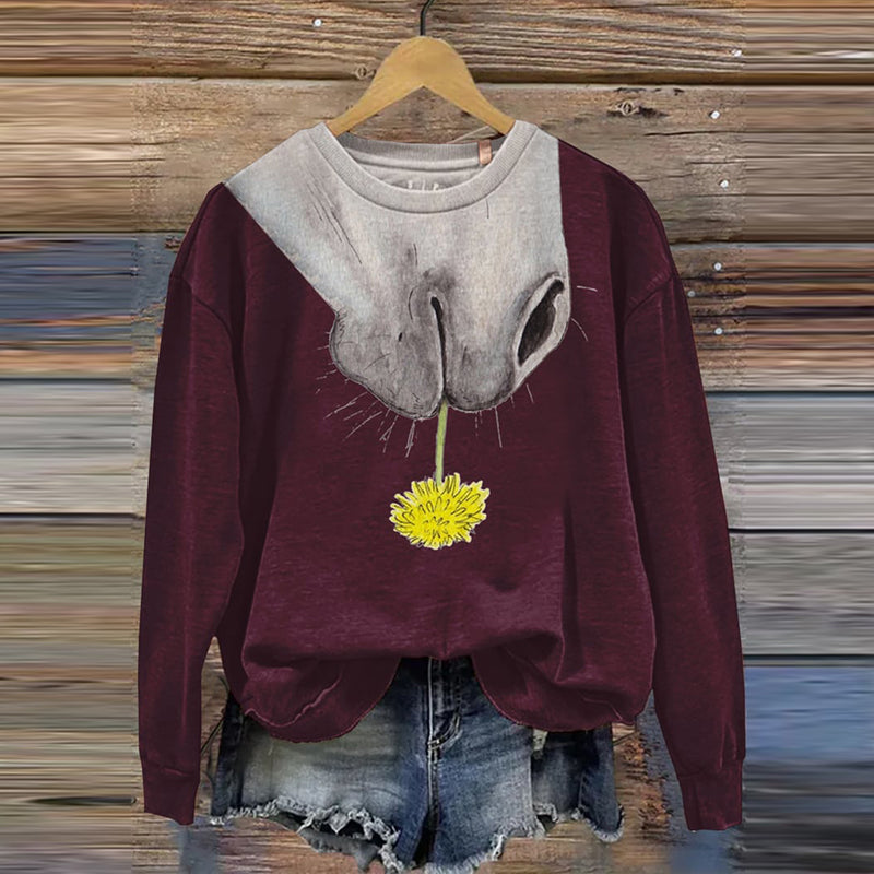 Comstylish Women's Horse Art Print Sweatshirt