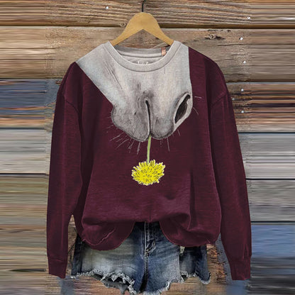 Comstylish Women's Horse Art Print Sweatshirt