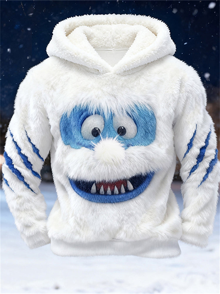 Men's Ice Monster Scratch Cozy Plush Hoodie artswardrobe