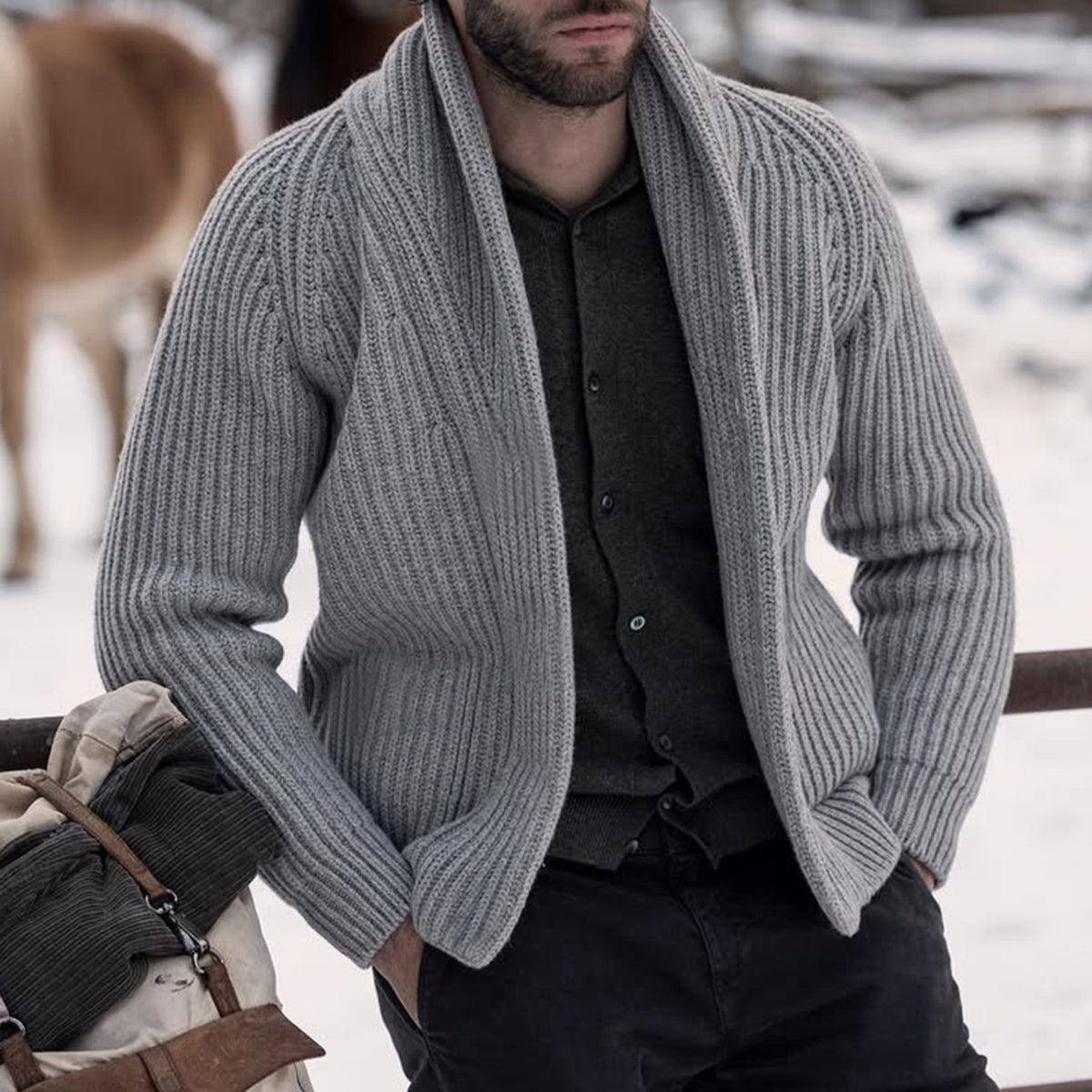 Men's Vintage Scotland Wool Knitted Cardigan artswardrobe