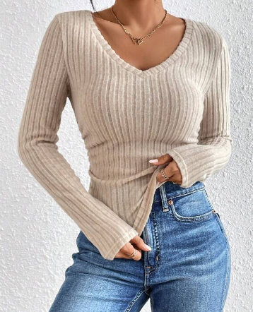 Olivia® | Comfortable ribbed V-neck sweater