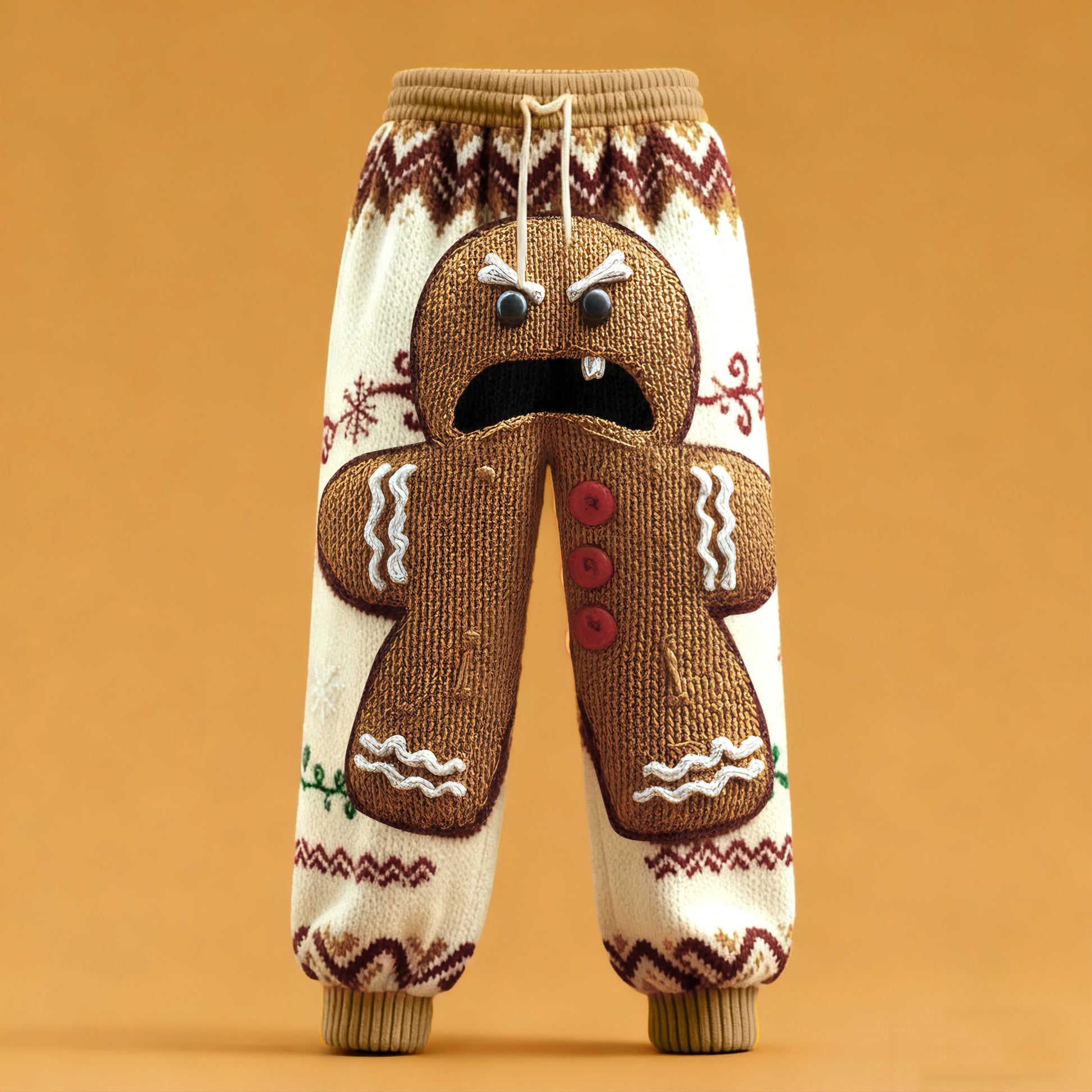 Comstylish Men's Fun Screaming Gingerbread Man Christmas Sweatpants