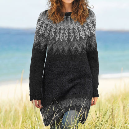 Vintage Fairman Island Tribal Pattern Cozy Sweater Dress elevenforest