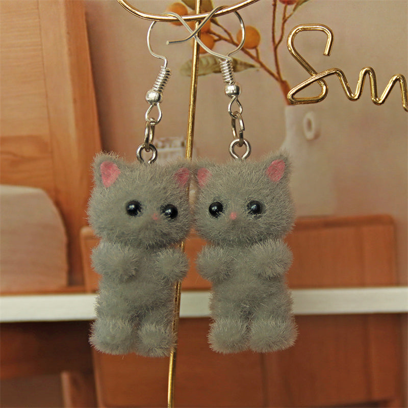 Comstylish Lovely Fuzzy Cat Inspired Earrings