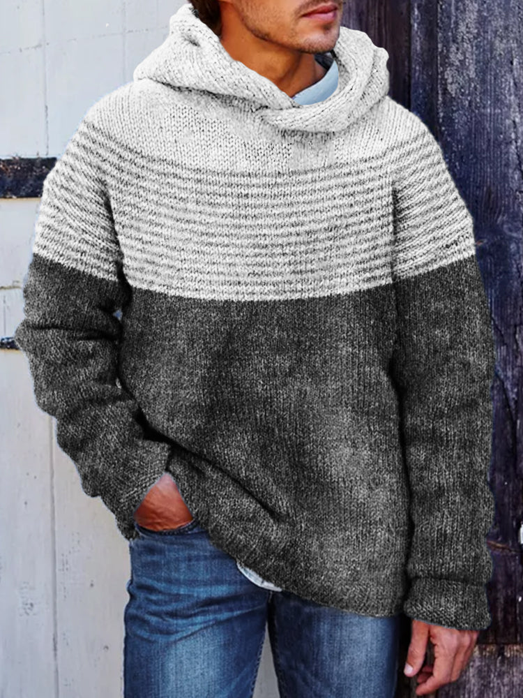 Men's Sailor Inspired Striped Contrast Cozy Hooded Sweater elevenforest