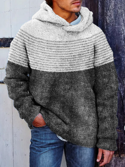 Men's Sailor Inspired Striped Contrast Cozy Hooded Sweater elevenforest