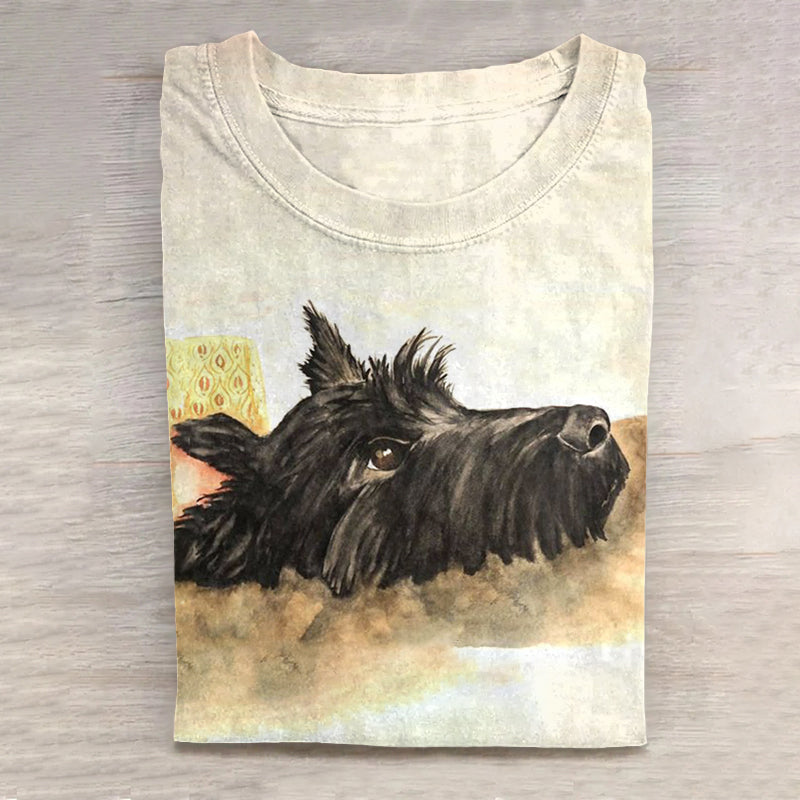 Comstylish Lovely Dog Art Print Casual Short Sleeve T-Shirt