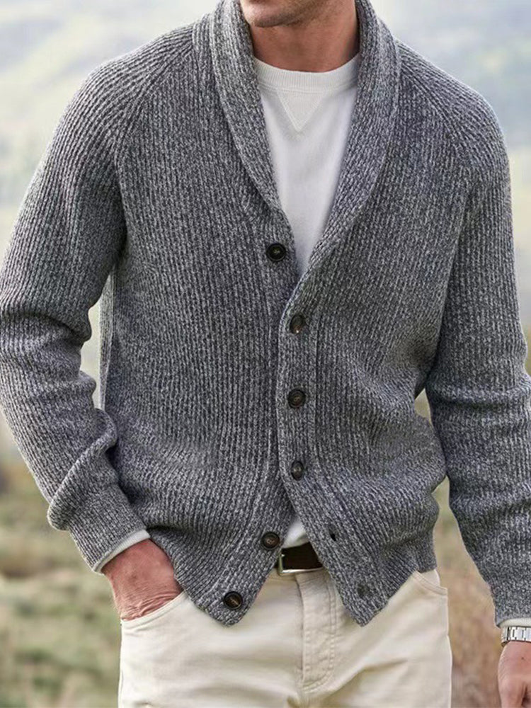 Men's Vintage Solid Color Cozy Sweater Cardigan elevenforest
