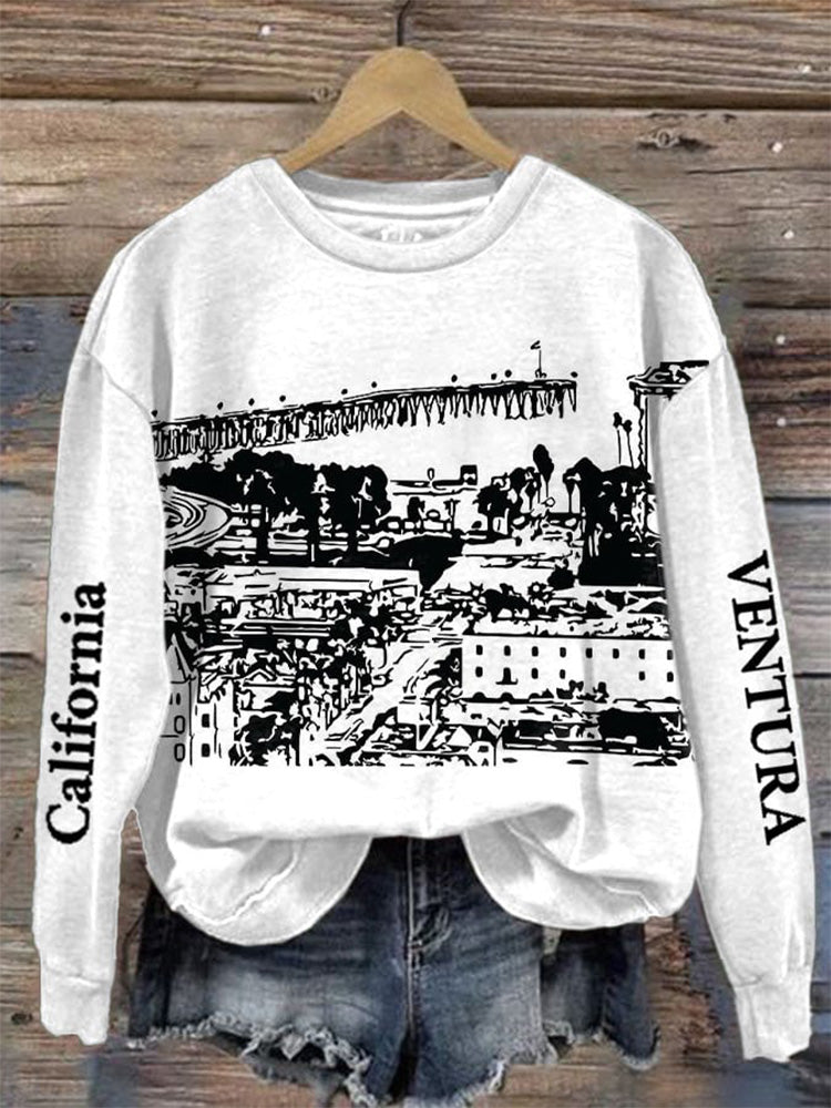 Comstylish Women's Ventura California Print Sweatshirt