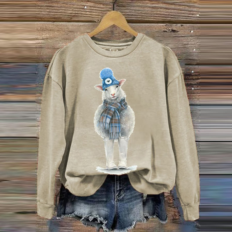 Vintage Scotland Sheep Print Casual Sweatshirt artswardrobe