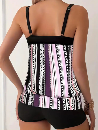 ER | Tankini a righe con stampa