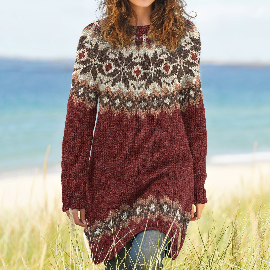 Vintage Fairman Snowflake Pattern Cozy Sweater Dress elevenforest