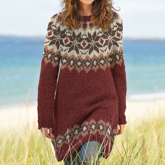 Vintage Fairman Snowflake Pattern Cozy Sweater Dress elevenforest