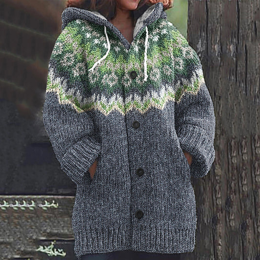 Vintage Icelandic Knitted Pattern Cozy Cardigan Sweater elevenforest