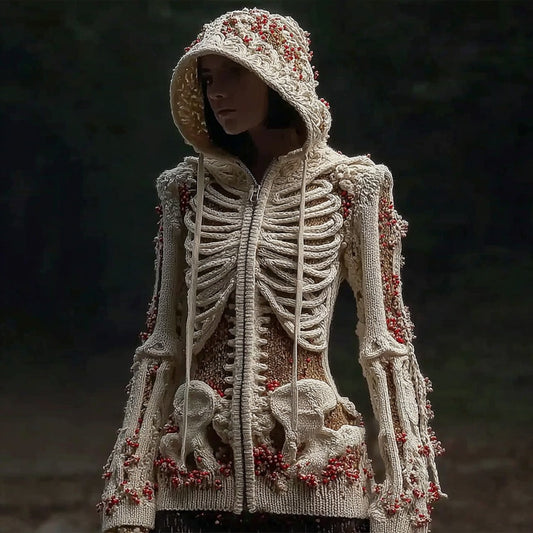 Women's Halloween Anatomy Art Colorblock Knit Zipper Cardigan Sweater artswardrobe