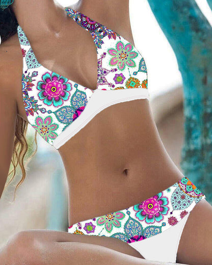 ER | Set bikini con motivo floreale