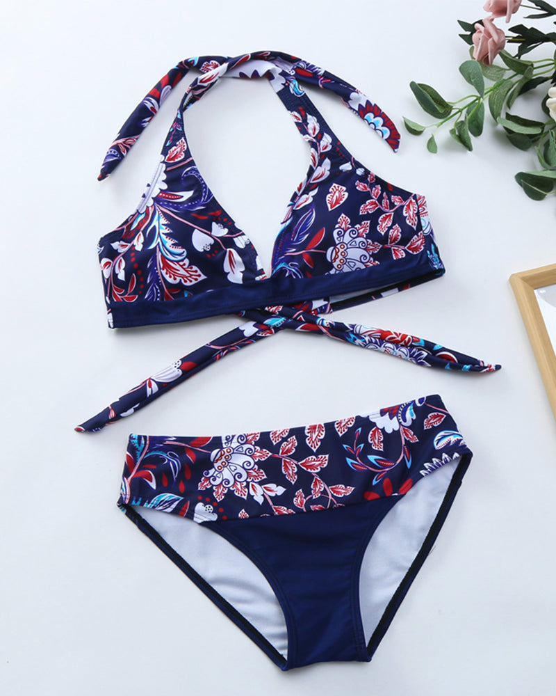 ER | Set bikini con motivo floreale