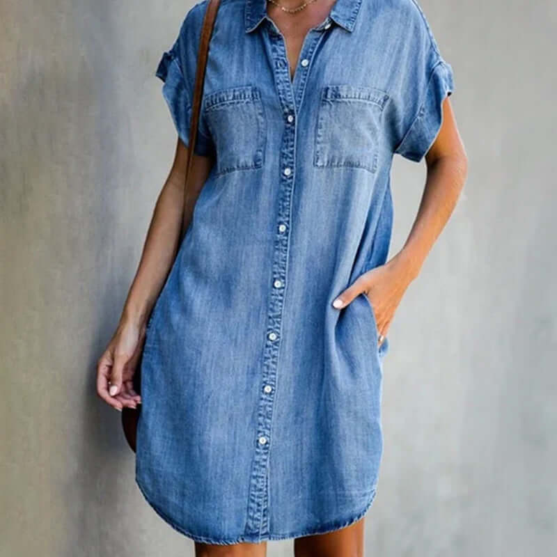 ER | Miniabito in denim con abbottonatura