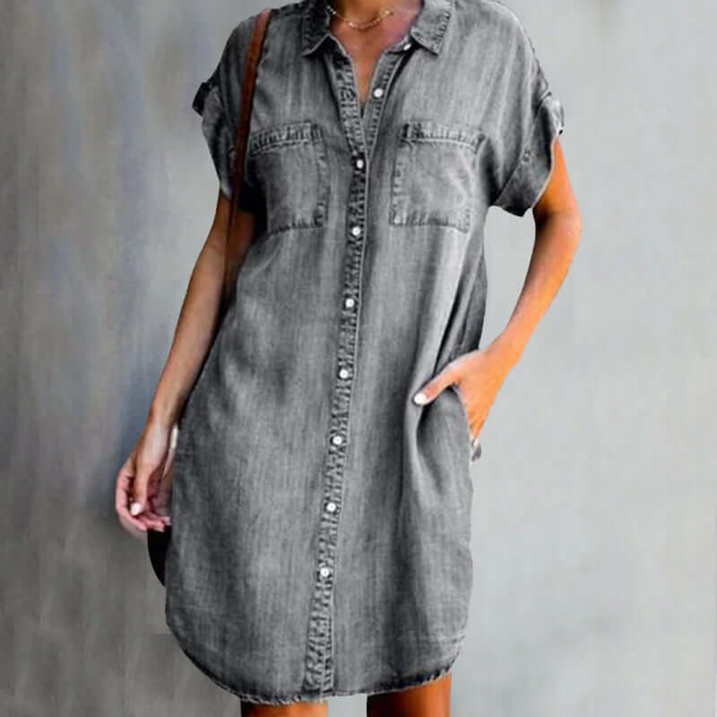 ER | Miniabito in denim con abbottonatura