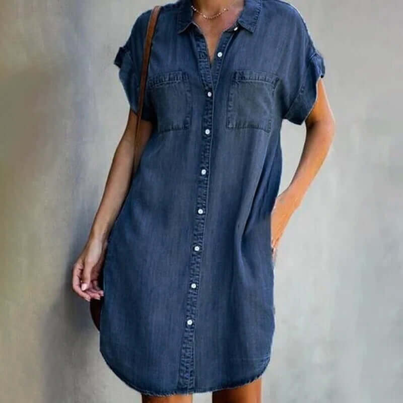 ER | Miniabito in denim con abbottonatura