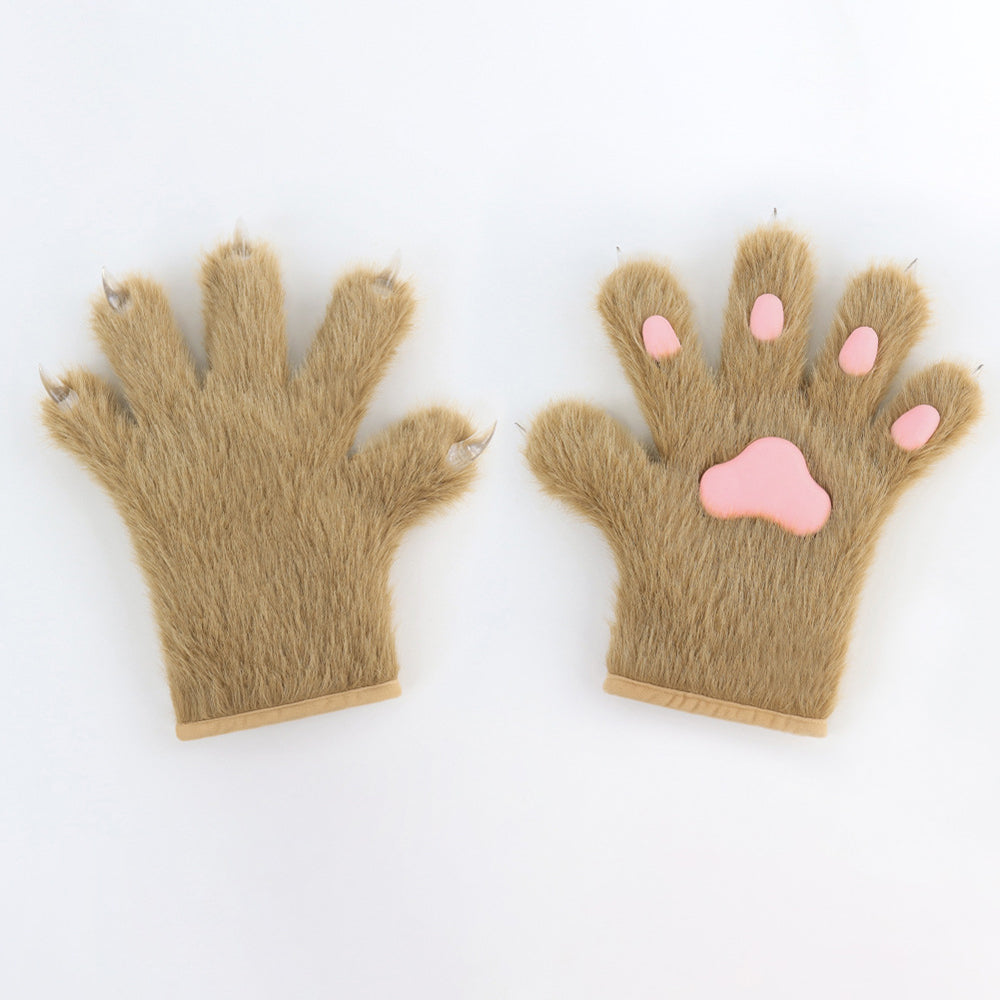 Comstylish Plush Cat Paw Warm Gloves