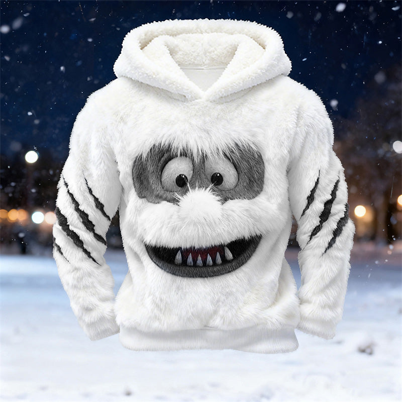 Men's Ice Monster Scratch Cozy Plush Hoodie artswardrobe