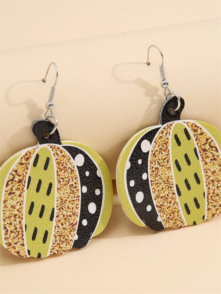 Leopard Sunflowers Pumpkin Leather Earrings artswardrobe