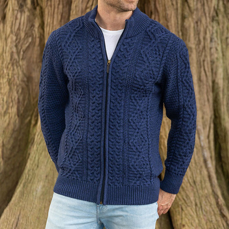 Men's Clan Fisherman Full Zip Aran Sweater Cardigan elevenforest