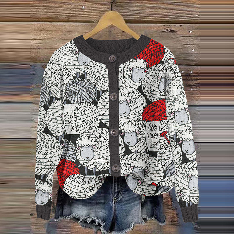 Vintage Icelandic Sheep Knitted Jacquard Women's Cardigan Sweater elevenforest