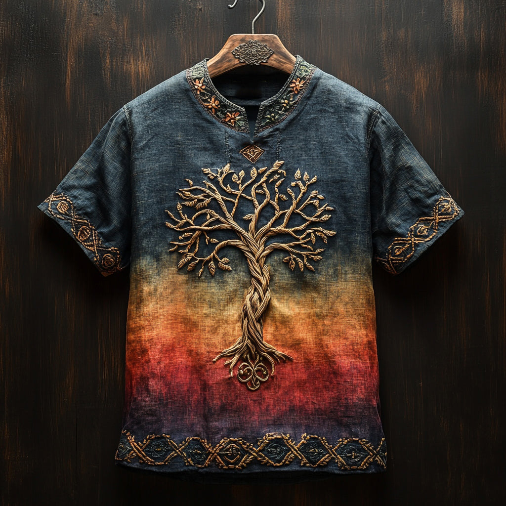 Men's Celtic Knot Tree Of Life Gradient Vintage Shirt artswardrobe