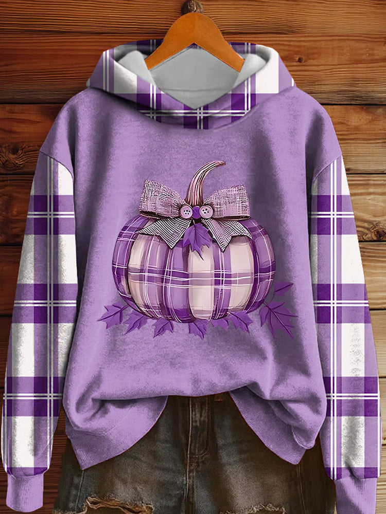Women's Alzheimer's Disease Purple Pumpkin Print Casual Sweatshirt artswardrobe
