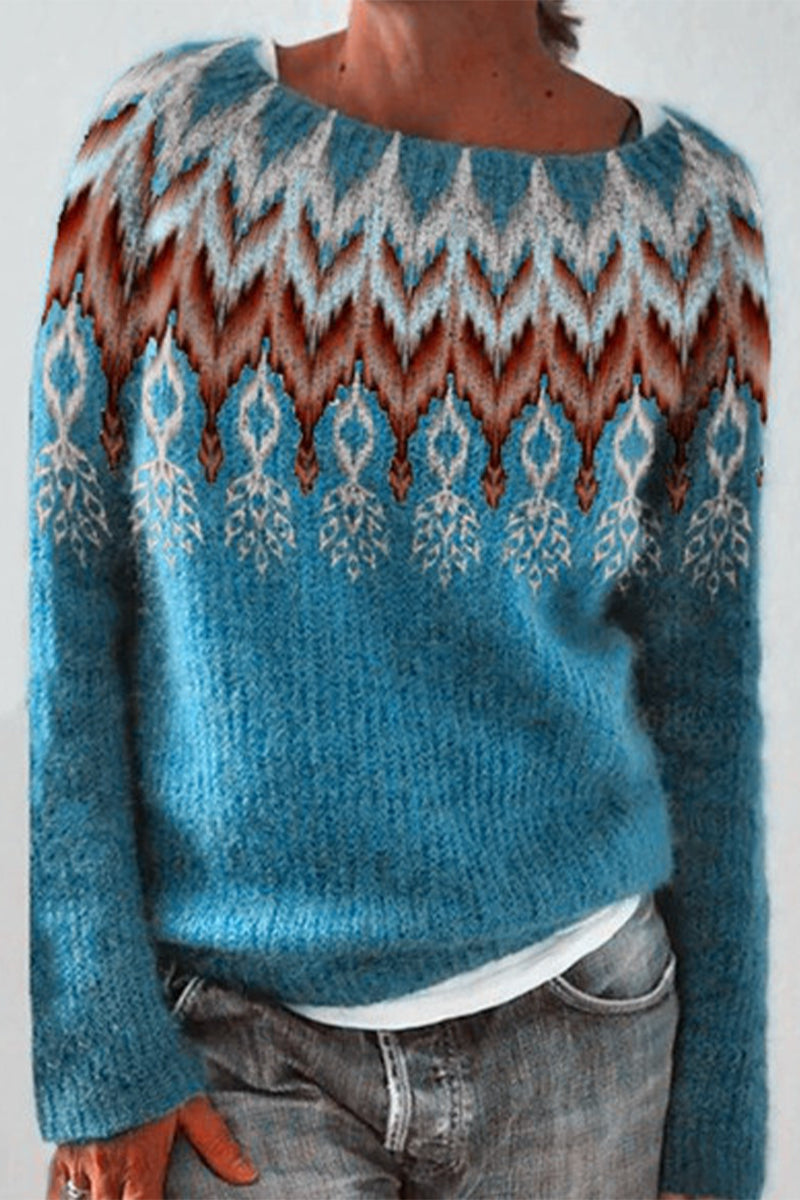Maglione in cotone con motivi vintage