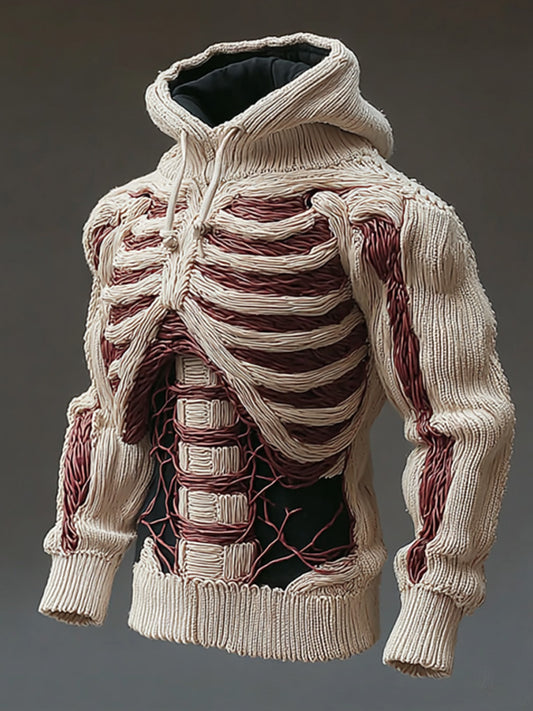 Men's Halloween Skeleton Embroidered Hooded Sweater artswardrobe