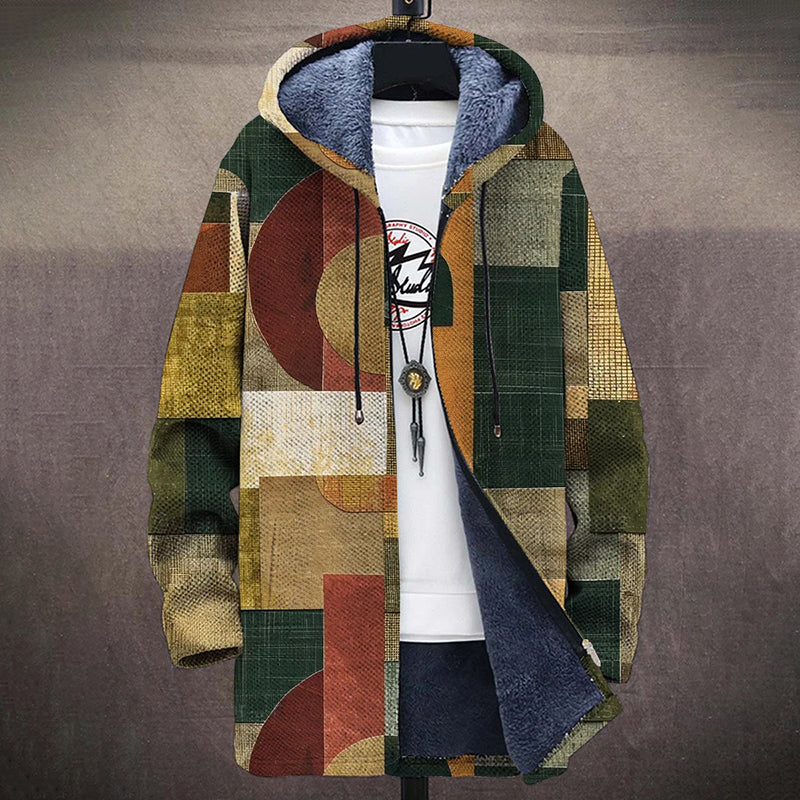 Men's Retro Geometric Plush Cozy Cardigan Sweater Jacket elevenforest