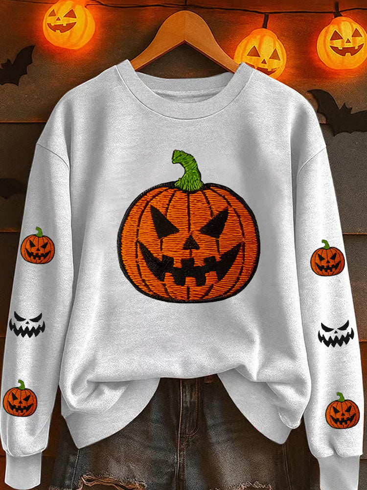 Women's Halloween Pumpkin Printed Hooded Sweatshirt artswardrobe