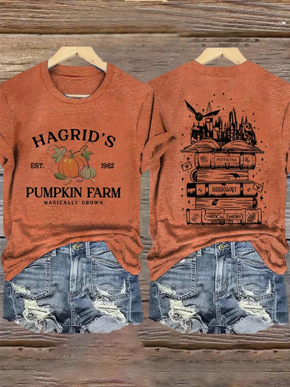Women's Hagrid’s Pumpkin Patch Print Casual T-Shirt artswardrobe