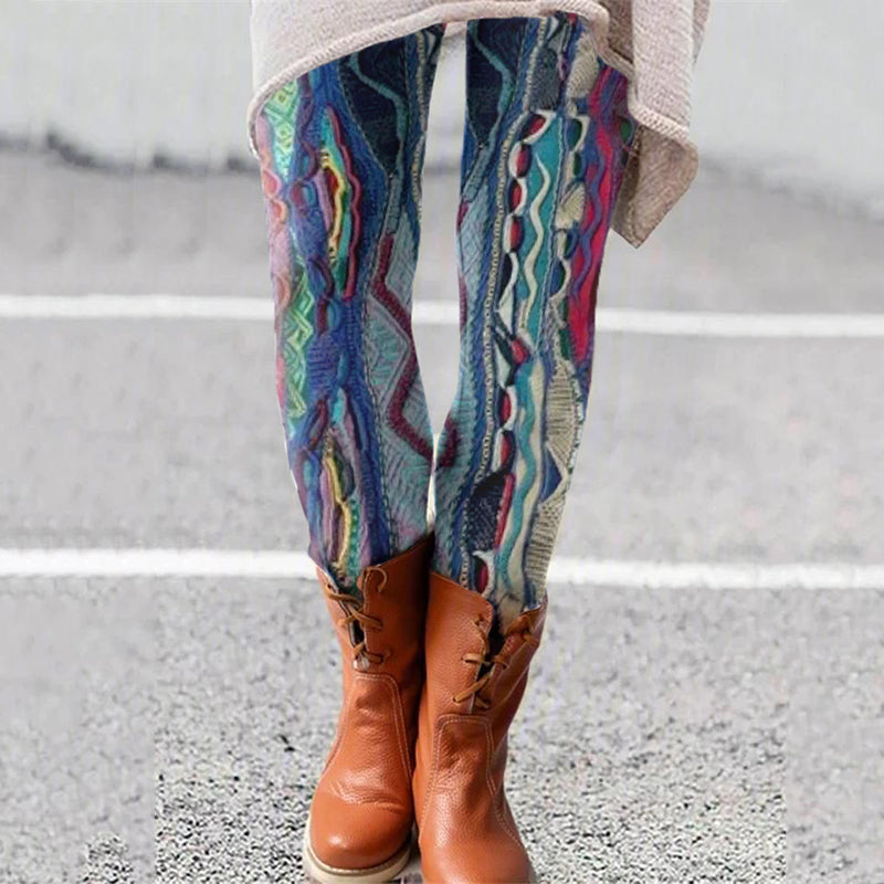 Vintage Stripe Knit Patchwork Comfy Leggings elevenforest