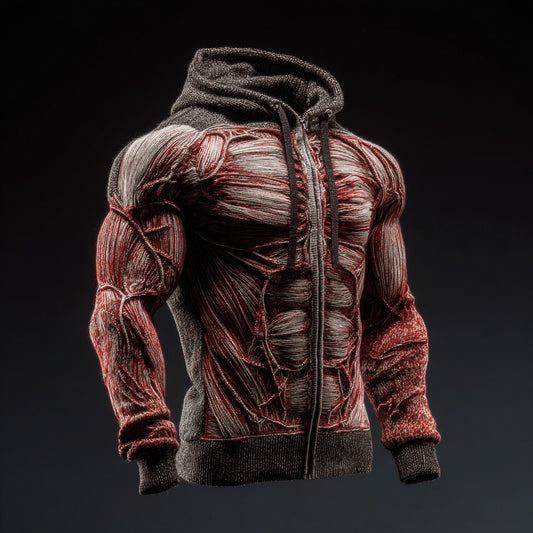 Men's Muscle Anatomy Vintage Zip Up Hooded Sweater artswardrobe